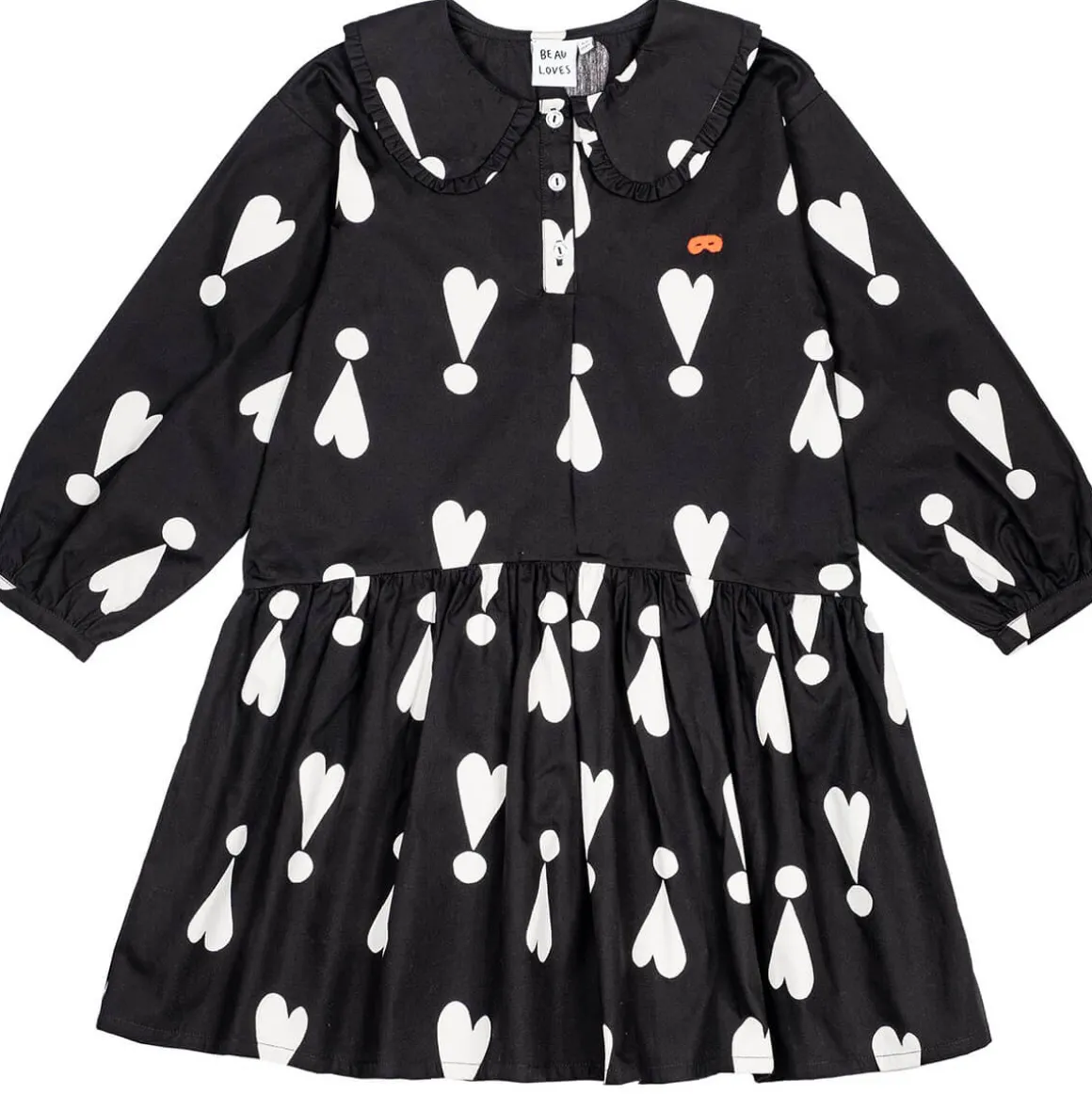 Exclamation Hearts Dress in Black by Beau Loves