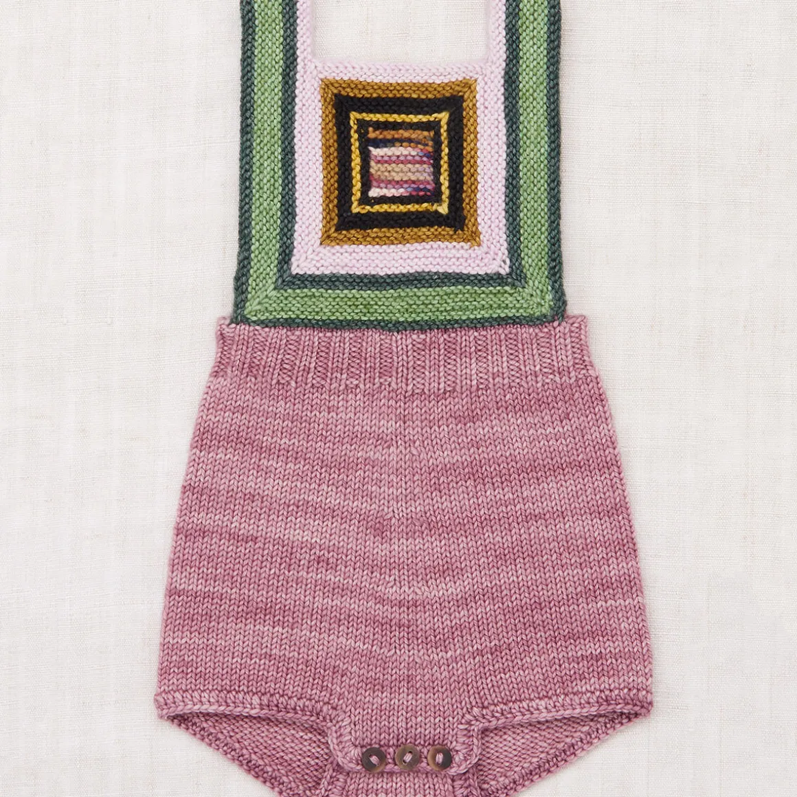 EXCLUSIVE Baby Log Cabin Romper in Antique Rose by Misha & Puff
