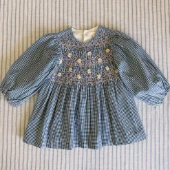 EXCLUSIVE Handsmock Blouse in Vichy Blue Check by Bonjour - Last Ones In Stock - 4-6 Years