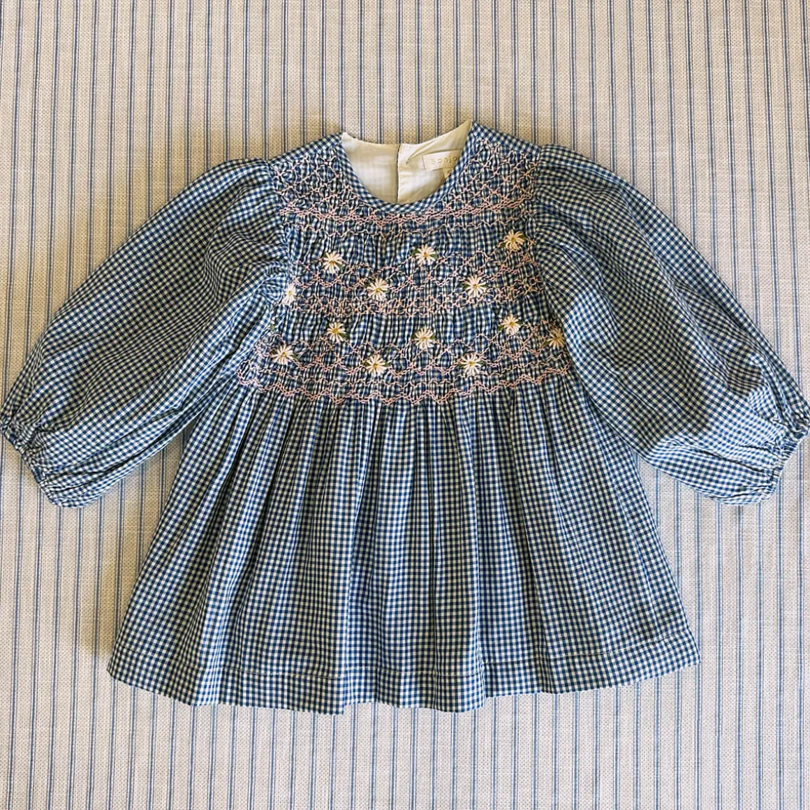 EXCLUSIVE Handsmock Blouse in Vichy Blue Check by Bonjour - Last Ones In Stock - 4-6 Years