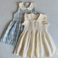 EXCLUSIVE Ibiza Ruffle Top in Natural Check by Bonjour - Last Ones In Stock - 4-6 Years