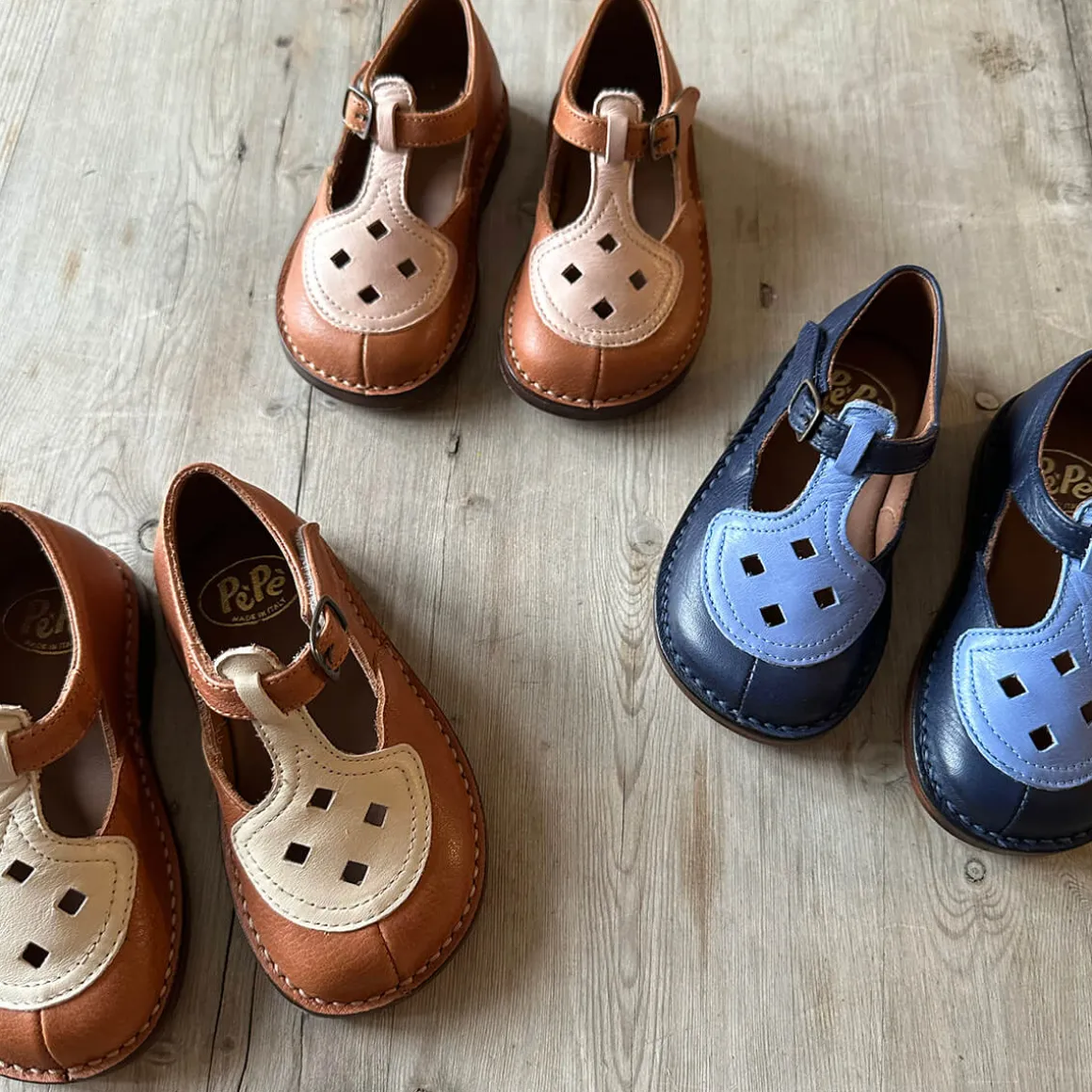 Ezra Two Tone Cut Out Sandals in Navy / Blue by PèPè