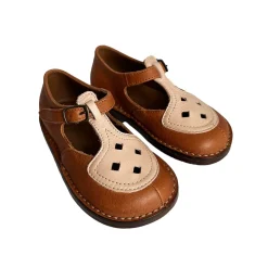 Ezra Two Tone Cut Out Sandals in Cuoio Brown / Soft Pink by PèPè