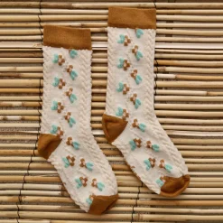 Farandole Flowers Socks in Brown by Bonjour