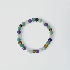 Fenja Adult Bracelet in Green Amber And Amethyst by Nirrimis