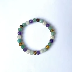 Fenja Kids Bracelet in Green Amber And Amethyst by Nirrimis