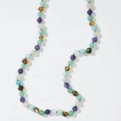 Fenja Kids Necklace in Green Amber And Amethyst by Nirrimis