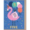 5 Flamingo Age Greetings Card by Rumble Cards