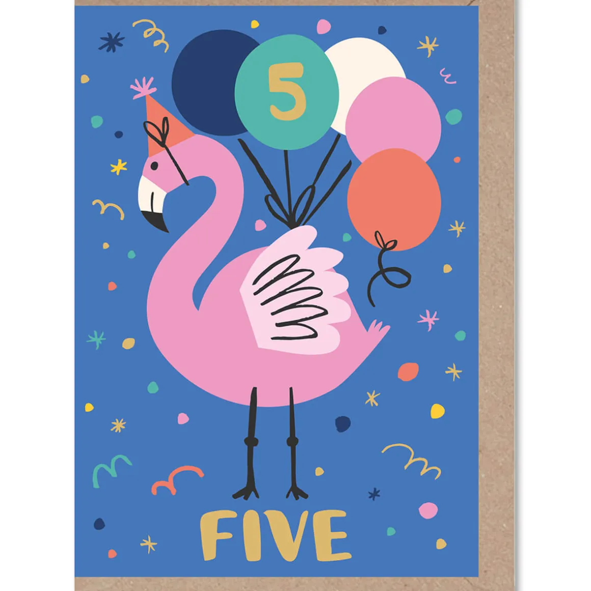 5 Flamingo Age Greetings Card by Rumble Cards