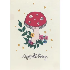 Floral Mushroom Birthday Greetings Card by Rosie Wonders