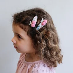 Floral Pom Pom Cherries Clic Clac Hair Clips by Mimi & Lula