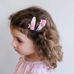 Floral Pom Pom Cherries Clic Clac Hair Clips by Mimi & Lula