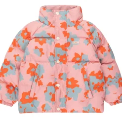 Flowers Short Padded Jacket in Peach by Tinycottons