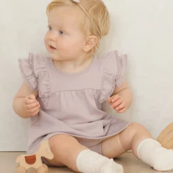 Flutter Sleeve Dress in Lavender by Quincy Mae