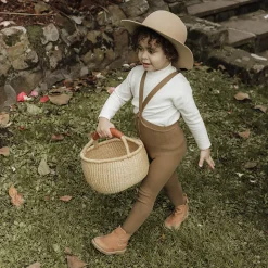 Footed Tights With Braces in Acorn Brown by Silly Silas