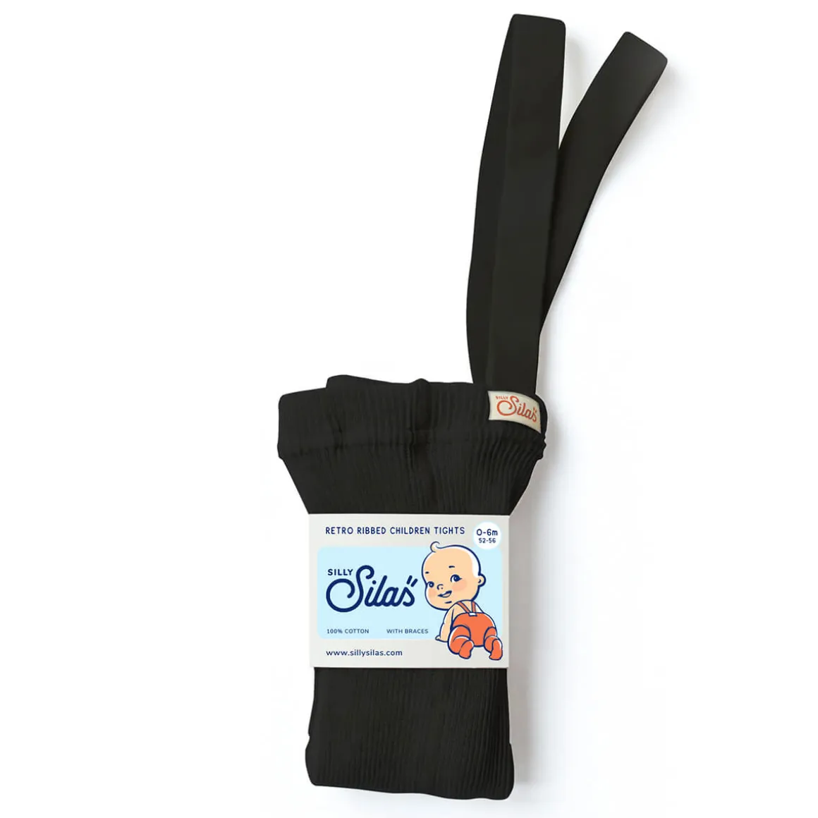 Footed Tights With Braces in Classic Black by Silly Silas