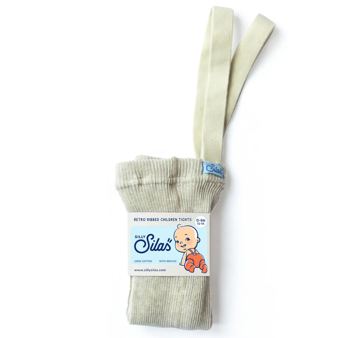 Footed Tights With Braces in Cream Blend by Silly Silas