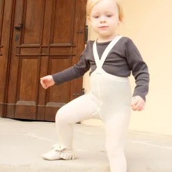 Footed Tights With Braces in Cream Blend by Silly Silas