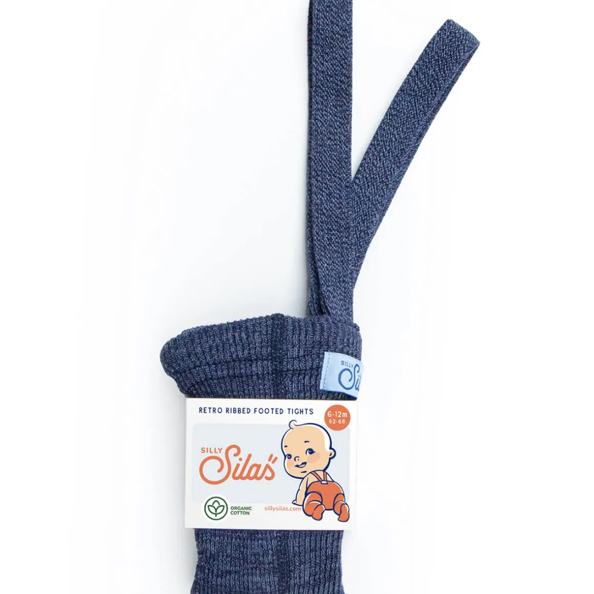 Footed Tights With Braces in Denim by Silly Silas