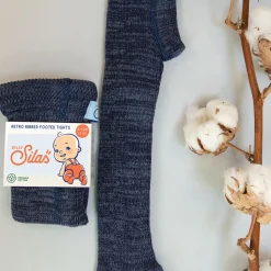 Footed Tights With Braces in Denim by Silly Silas