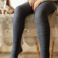 Footed Tights With Braces in Denim by Silly Silas