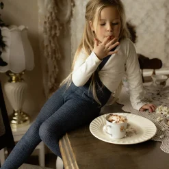 Footed Tights With Braces in Denim by Silly Silas