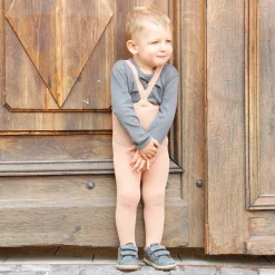 Footed Tights With Braces in Light Brown by Silly Silas