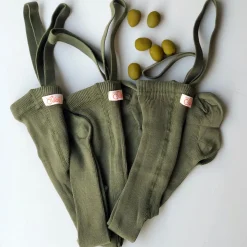 Footed Tights With Braces in Olive by Silly Silas
