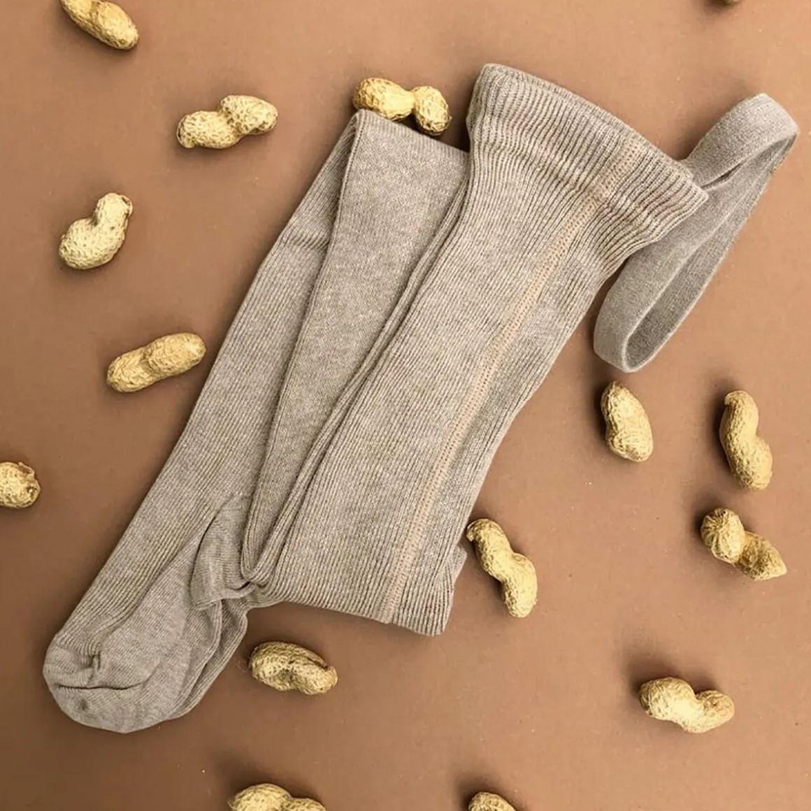 Footed Tights With Braces in Peanut Blend by Silly Silas