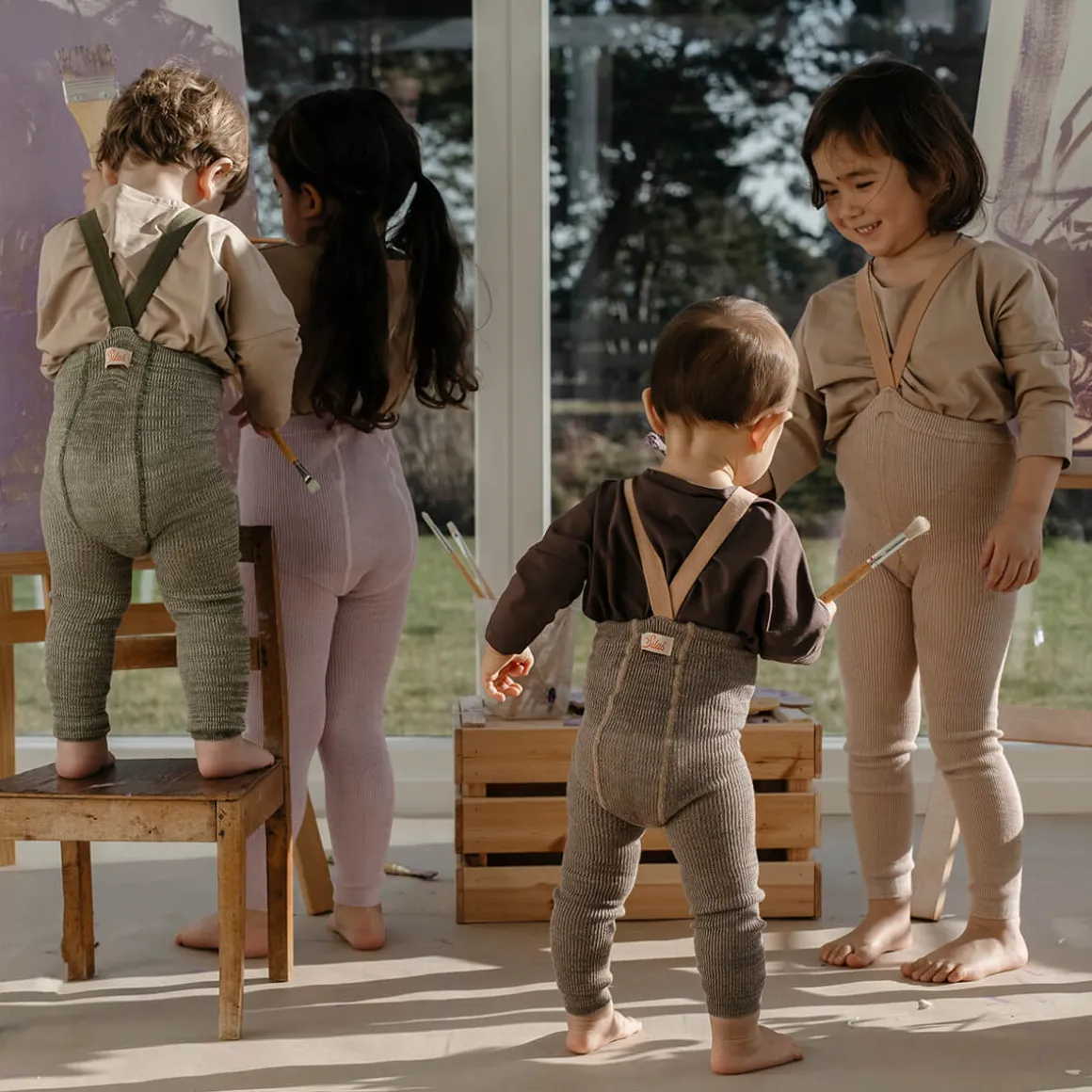 Footless Tights With Braces in Charcoaly Brown by Silly Silas