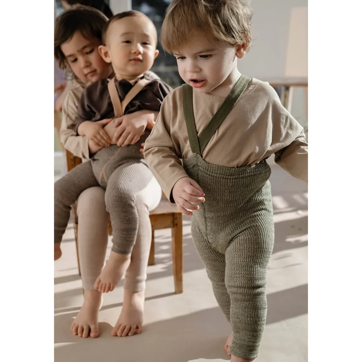 Footless Tights With Braces in Creamy Olive by Silly Silas
