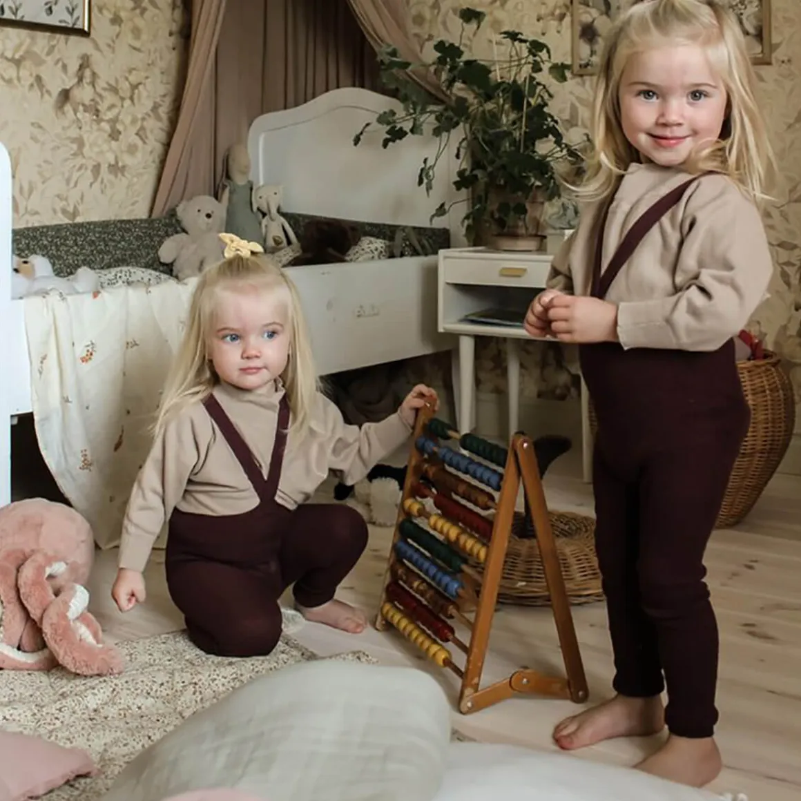 Footless Tights With Braces in Fig Blend by Silly Silas