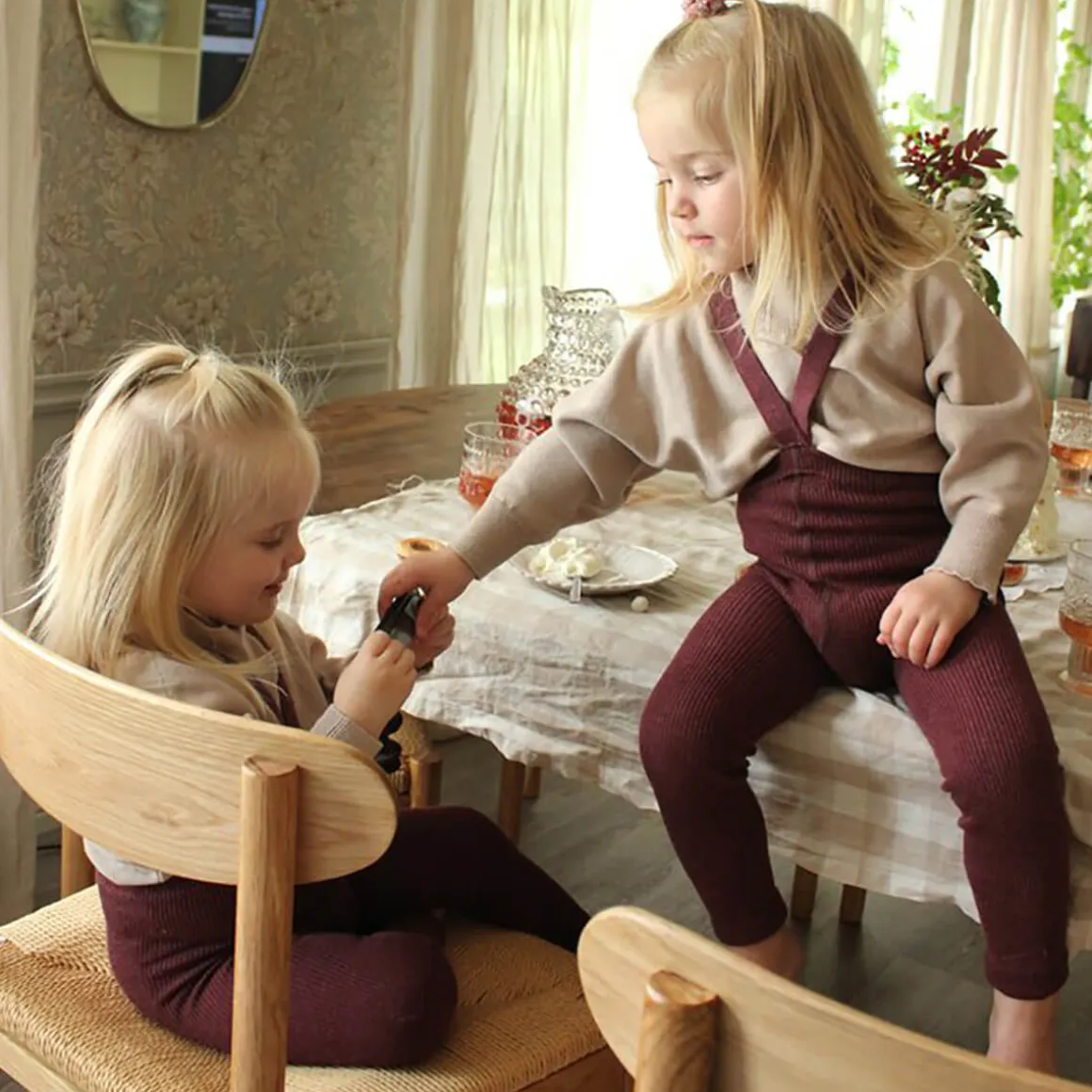 Footless Tights With Braces in Fig Blend by Silly Silas