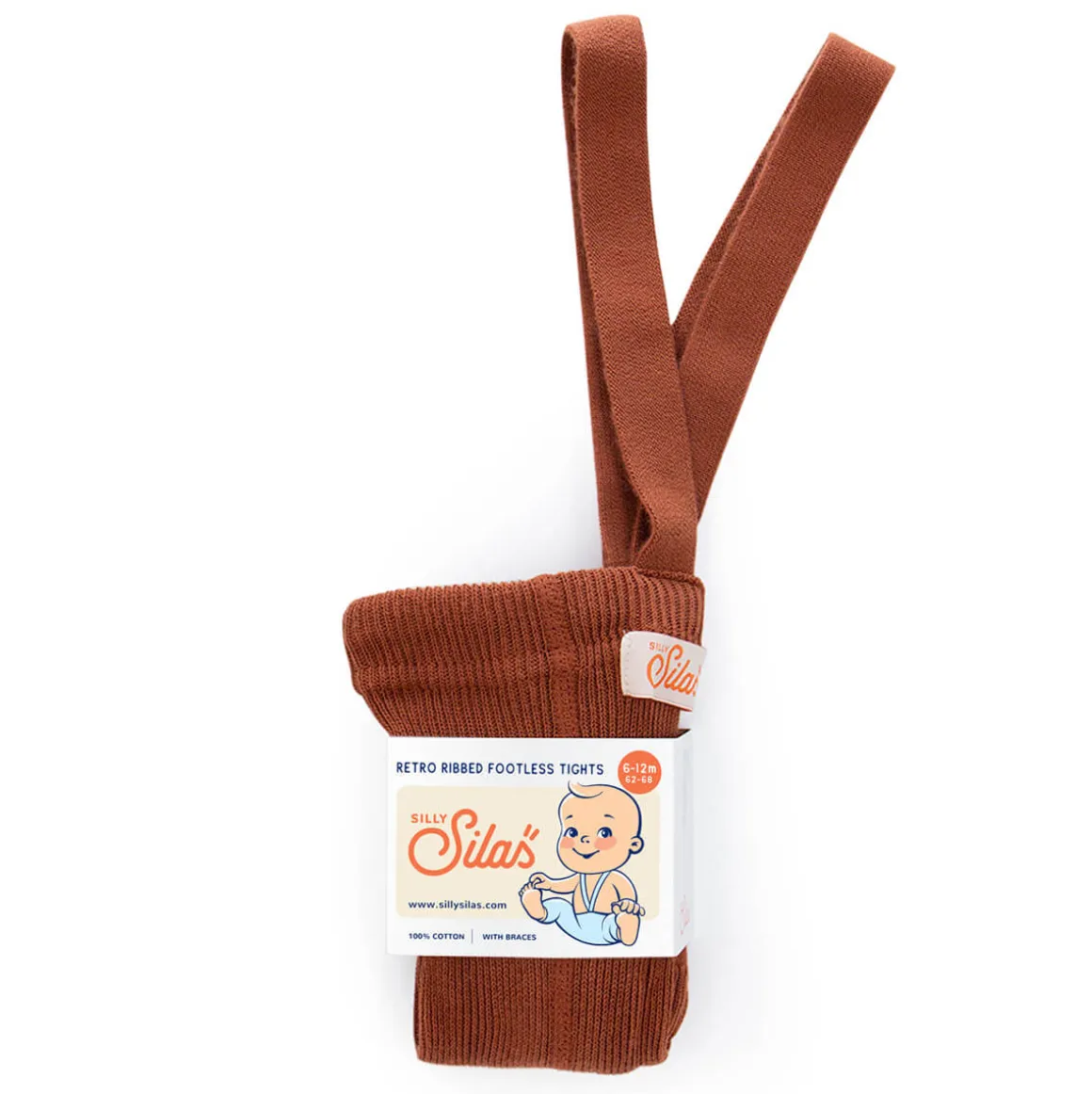 Footless Tights With Braces in Cinnamon by Silly Silas