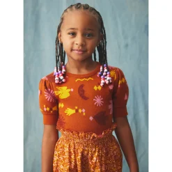 Frankie Top in Gingerbread Daleyden Fête Jacquard by Misha & Puff - Last Ones In Stock - 3-6 Years