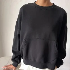 French Terry Poche Top in Black by Le Bon Shoppe
