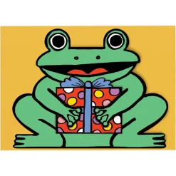 Frog With Mini Card Die Cut Birthday Greetings Card by Alice Bowsher for Wrap