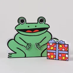 Frog With Mini Card Die Cut Birthday Greetings Card by Alice Bowsher for Wrap