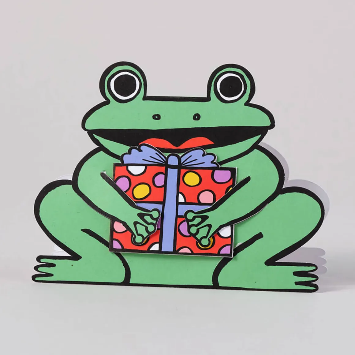 Frog With Mini Card Die Cut Birthday Greetings Card by Alice Bowsher for Wrap