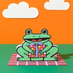 Frog With Mini Card Die Cut Birthday Greetings Card by Alice Bowsher for Wrap