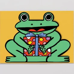 Frog With Mini Card Die Cut Birthday Greetings Card by Alice Bowsher for Wrap