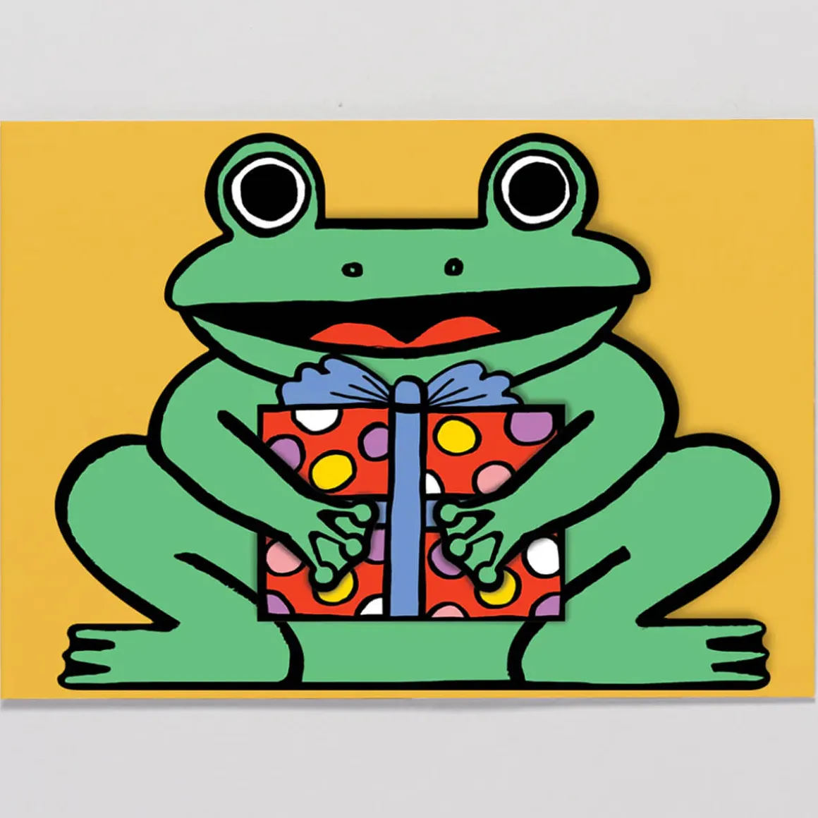 Frog With Mini Card Die Cut Birthday Greetings Card by Alice Bowsher for Wrap