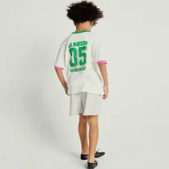 Gamipy Kid's Round Neck T Shirt in White Graphic by American Vintage