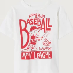 Gamipy Kid's Round Neck T Shirt in White Graphic by American Vintage