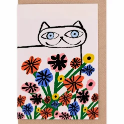 Garden Cat Greetings Card by Marcello Velho for Evermade