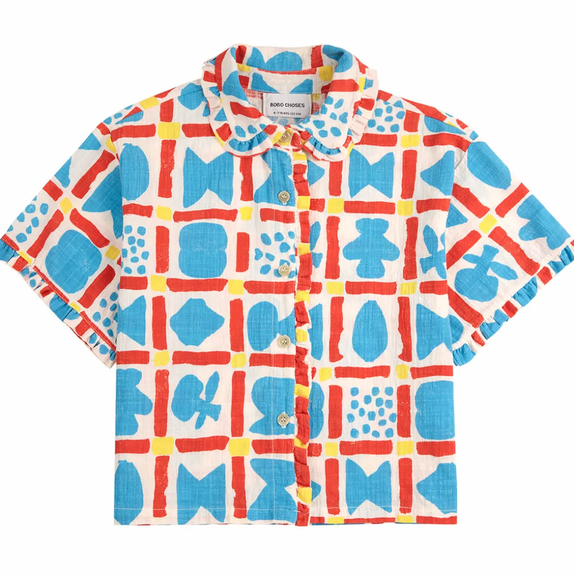 Geometric Game All Over Woven Shirt by Bobo Choses