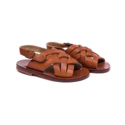Gianni Crossover Strap Sandals in Kava Brown by PèPè