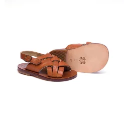 Gianni Crossover Strap Sandals in Kava Brown by PèPè