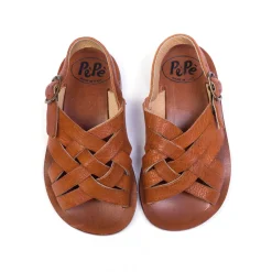 Gianni Crossover Strap Sandals in Kava Brown by PèPè