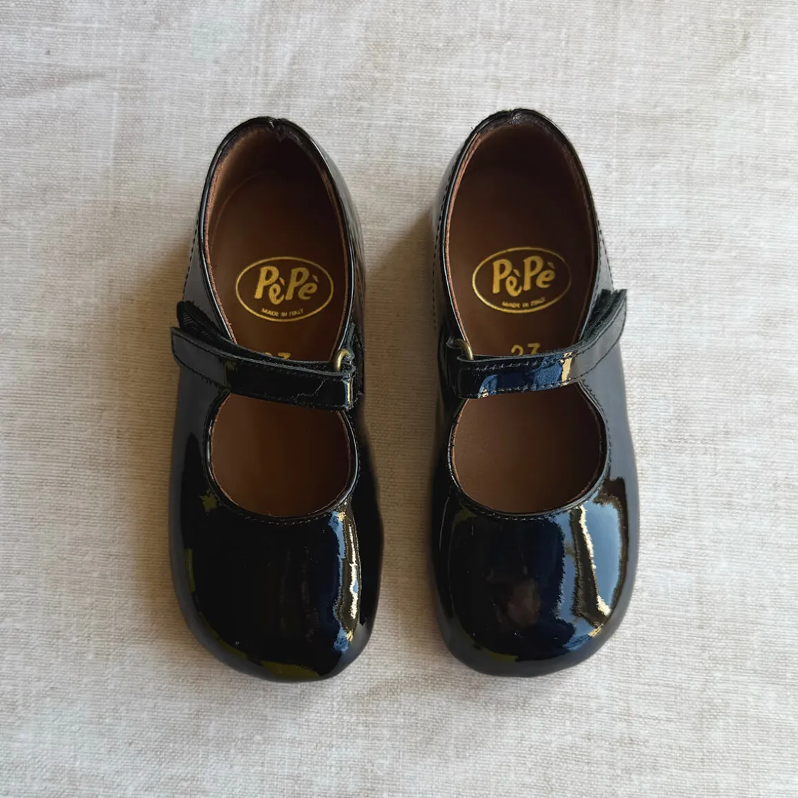 Ginevra Patent Leather Ballet Slippers in Black by PèPè